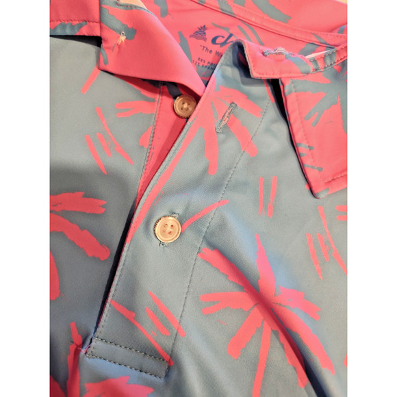 Chubbies Performance Pink/Blue Men's Palm Trees Polo Shirt Size XL - Picture 4 of 7